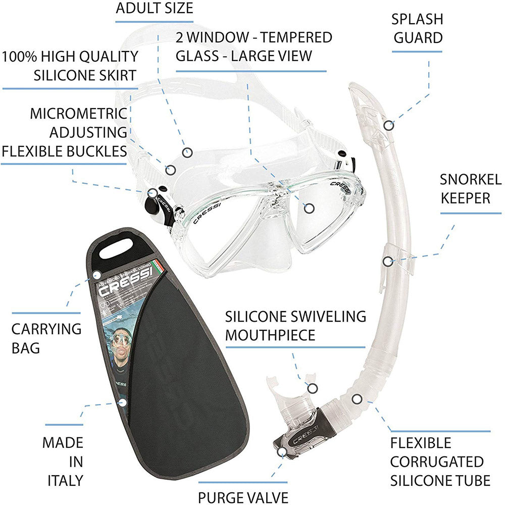 Σετ Μάσκα & Αναπνευστήρας Ocean της Cressi-sub - compomare.gr